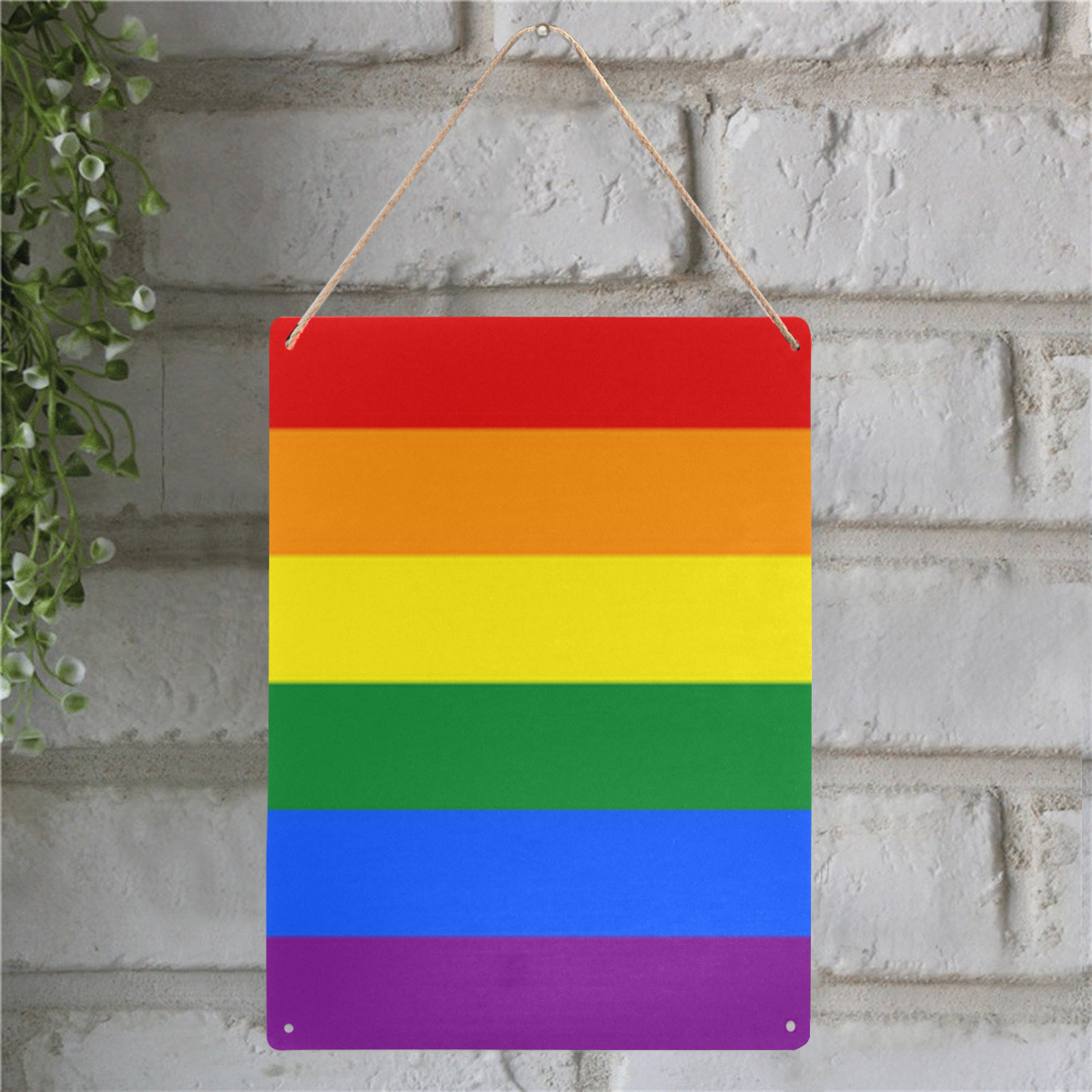 Gay Pride Rainbow Flag Stripes Metal Tin Sign 12"x16"