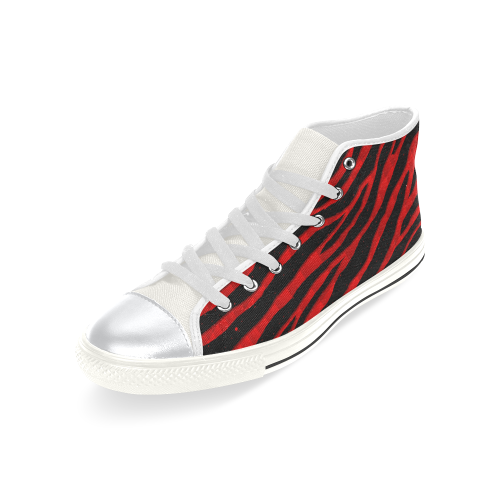 Ripped SpaceTime Stripes - Red High Top Canvas Women's Shoes/Large Size (Model 017)