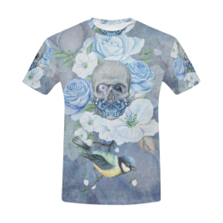 Gothic Skull With Butterfly All Over Print T-Shirt for Men (USA Size) (Model T40)