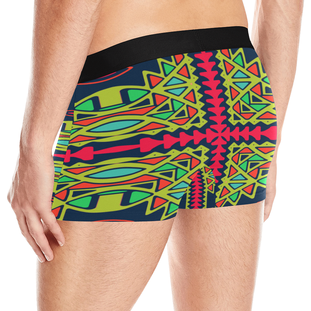 Distorted shapes on a blue background Men's All Over Print Boxer Briefs (Model L10)