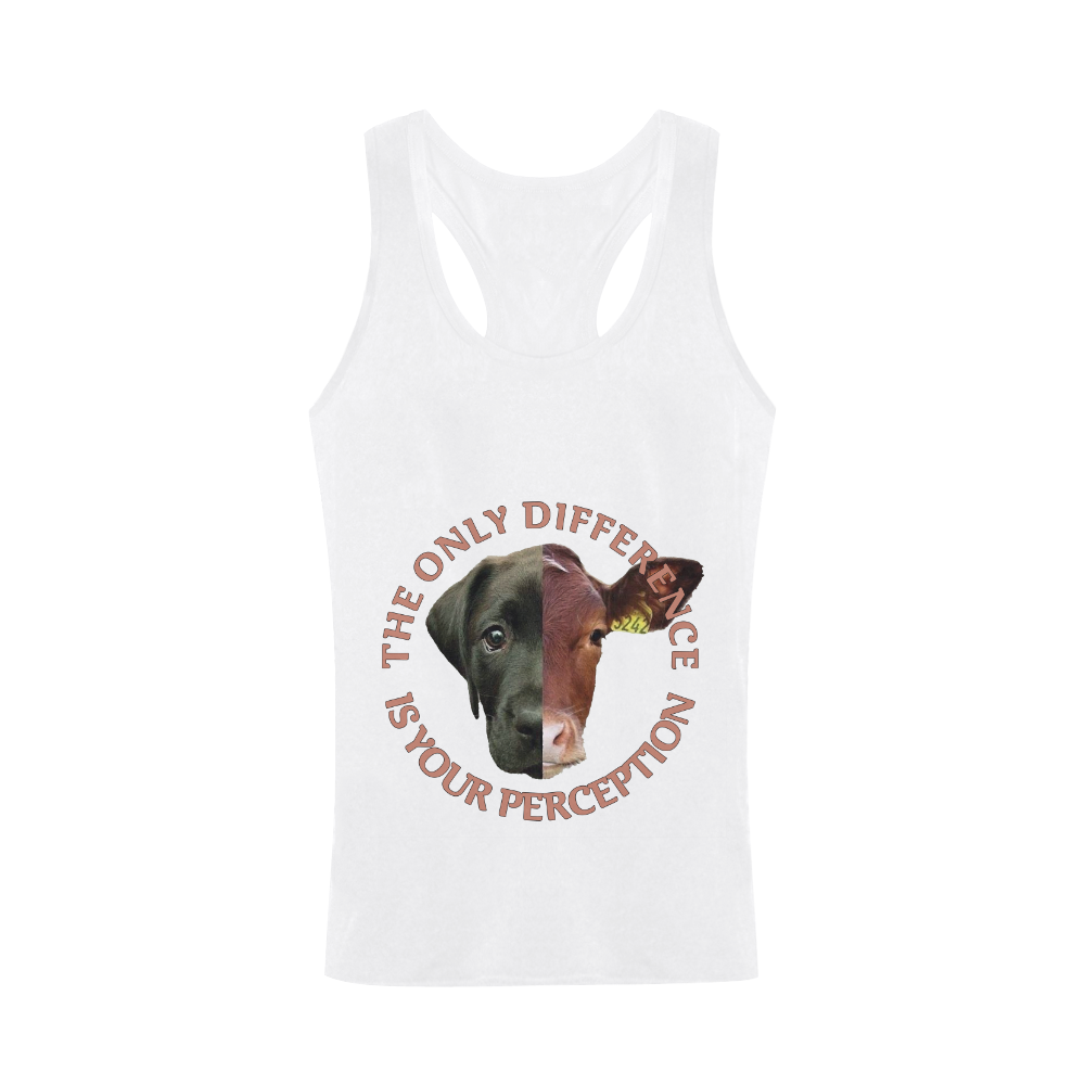 Vegan Cow and Dog Design with Slogan Men's I-shaped Tank Top (Model T32)