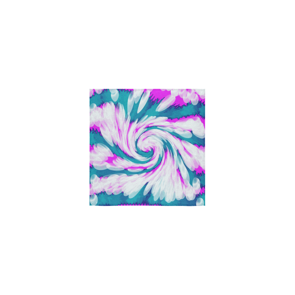 Turquoise Pink Tie Dye Swirl Abstract Square Towel 13“x13”