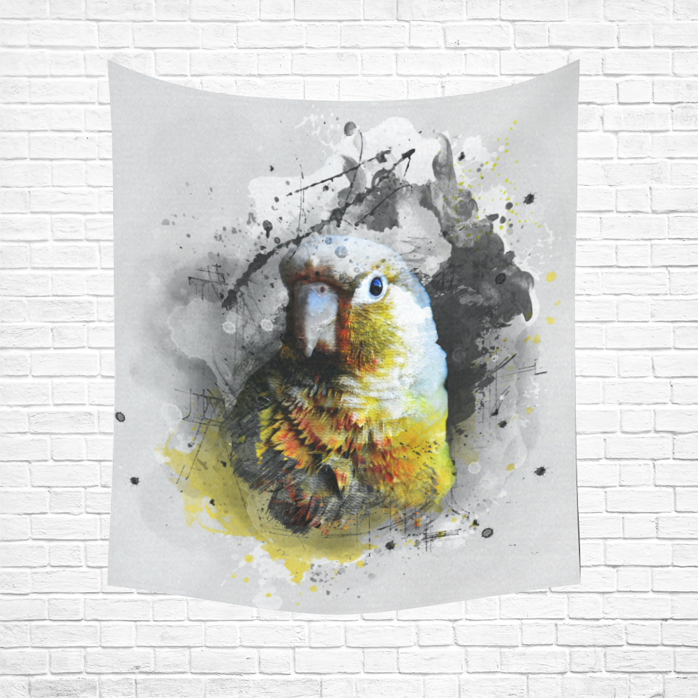 bird parrot art #parrot #bird Cotton Linen Wall Tapestry 51"x 60"