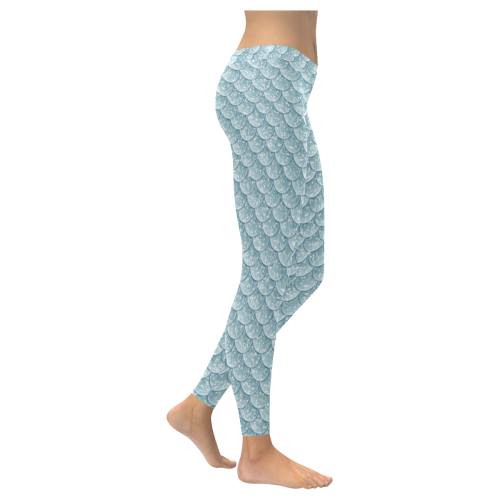 Glitter Mermaid Women's Low Rise Leggings (Invisible Stitch) (Model L05)