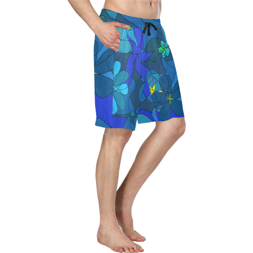 Abstract Blue Floral Design 2020 Men's All Over Print Casual Shorts (Model L23)