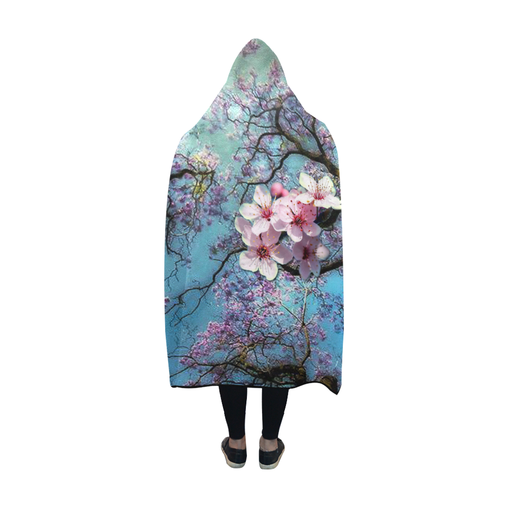 Cherry blossomL Hooded Blanket 60''x50''