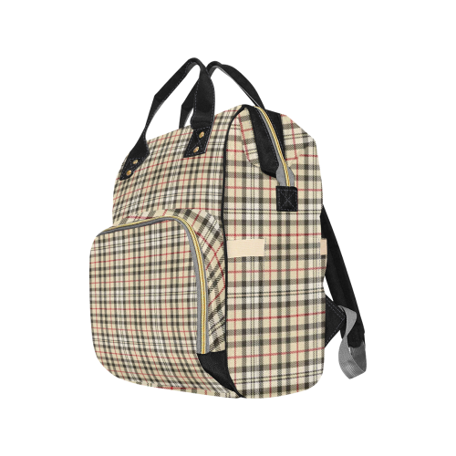 STRIPES LIGHT BROWN Multi-Function Diaper Backpack/Diaper Bag (Model 1688)