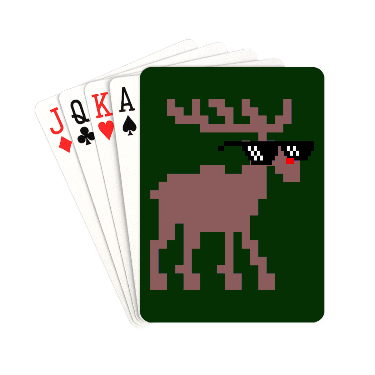 Christmas Ugly Sweater Reindeer (Deal With It) on Green Playing Cards 2.5"x3.5"