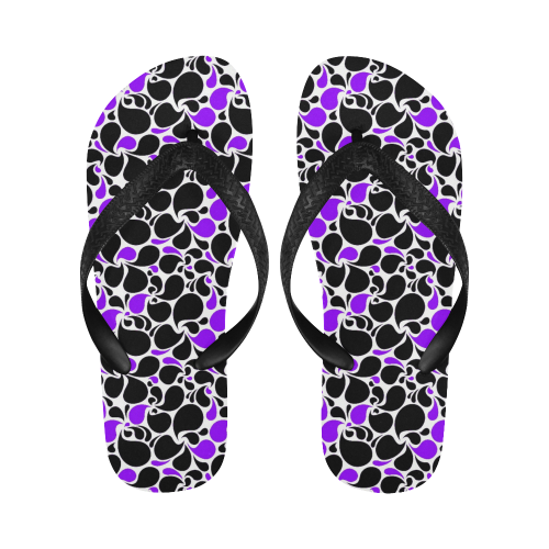 purple black paisley Flip Flops for Men/Women (Model 040)