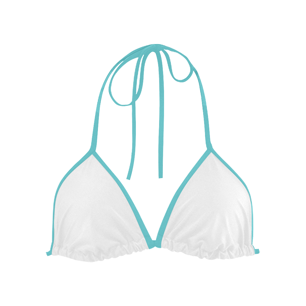 White Turquoise Custom Bikini Swimsuit Top