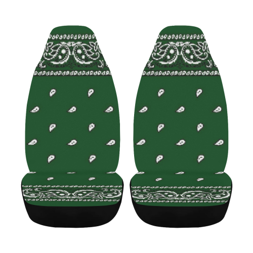 KERCHIEF PATTERN GREEN Car Seat Cover Airbag Compatible (Set of 2)