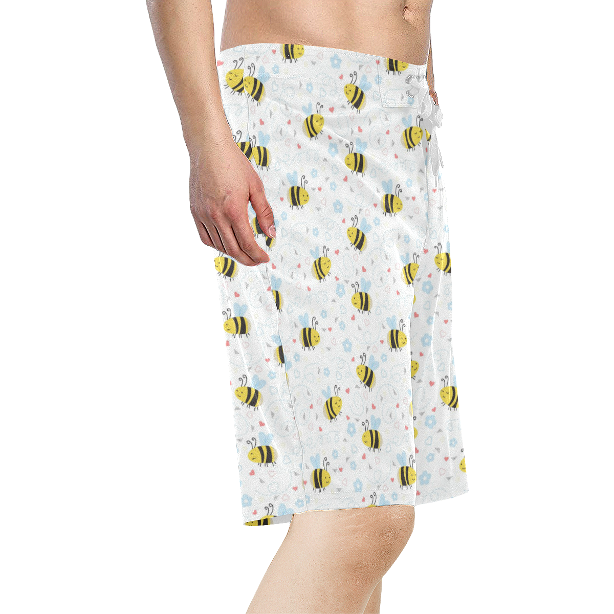Cute Bee Pattern Men's All Over Print Board Shorts (Model L16)