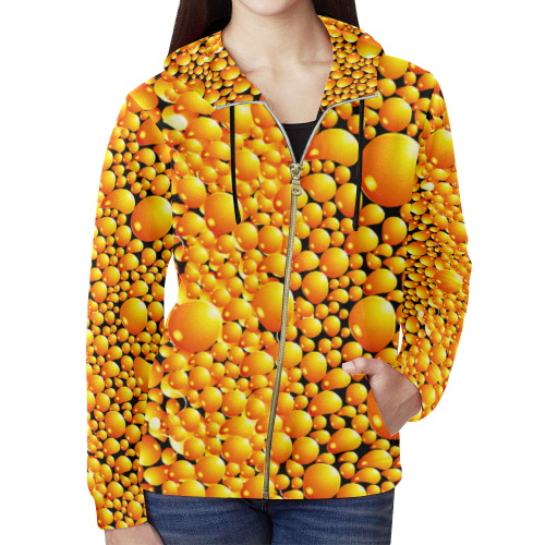 yellow bubble All Over Print Full Zip Hoodie for Women (Model H14)