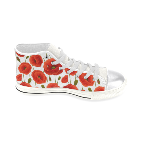 Poppy Pattern Women's Classic High Top Canvas Shoes (Model 017)