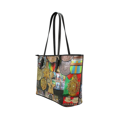 Higher Tings Archives Tote Leather Tote Bag/Small (Model 1651)