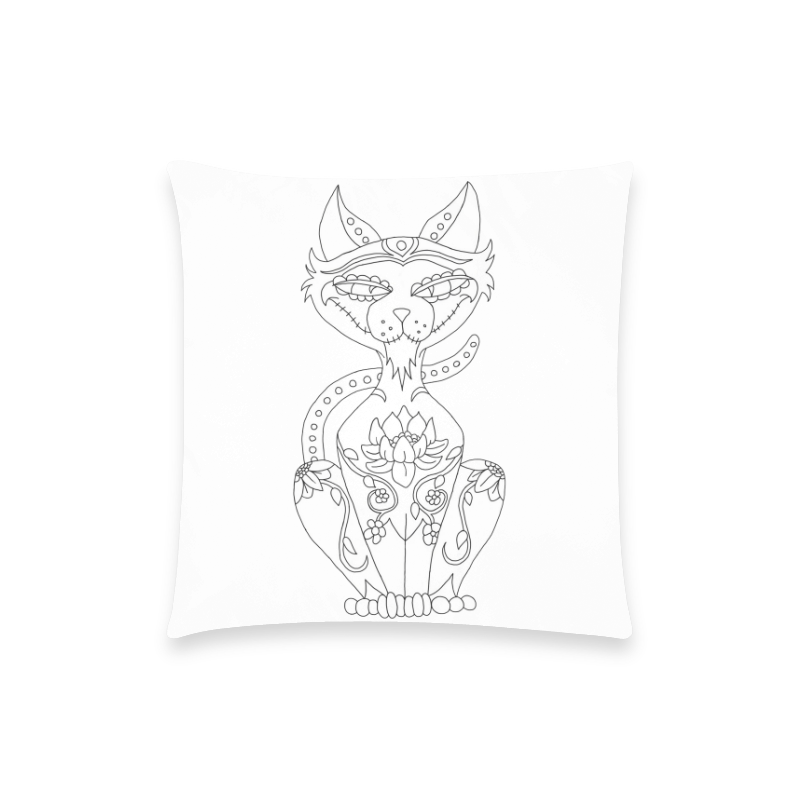 Color Me Siamese Sugar Skull Cat Custom  Pillow Case 18"x18" (one side) No Zipper