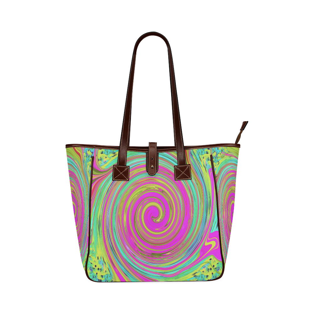 Groovy Abstract Pink Swirl Classic Tote Bag (Model 1644)