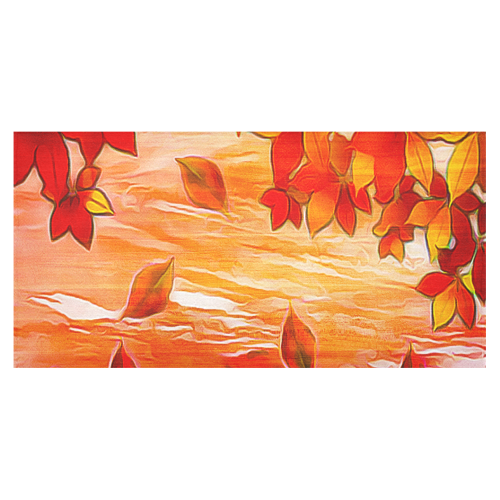 Red Leaves Cotton Linen Tablecloth 60"x120"