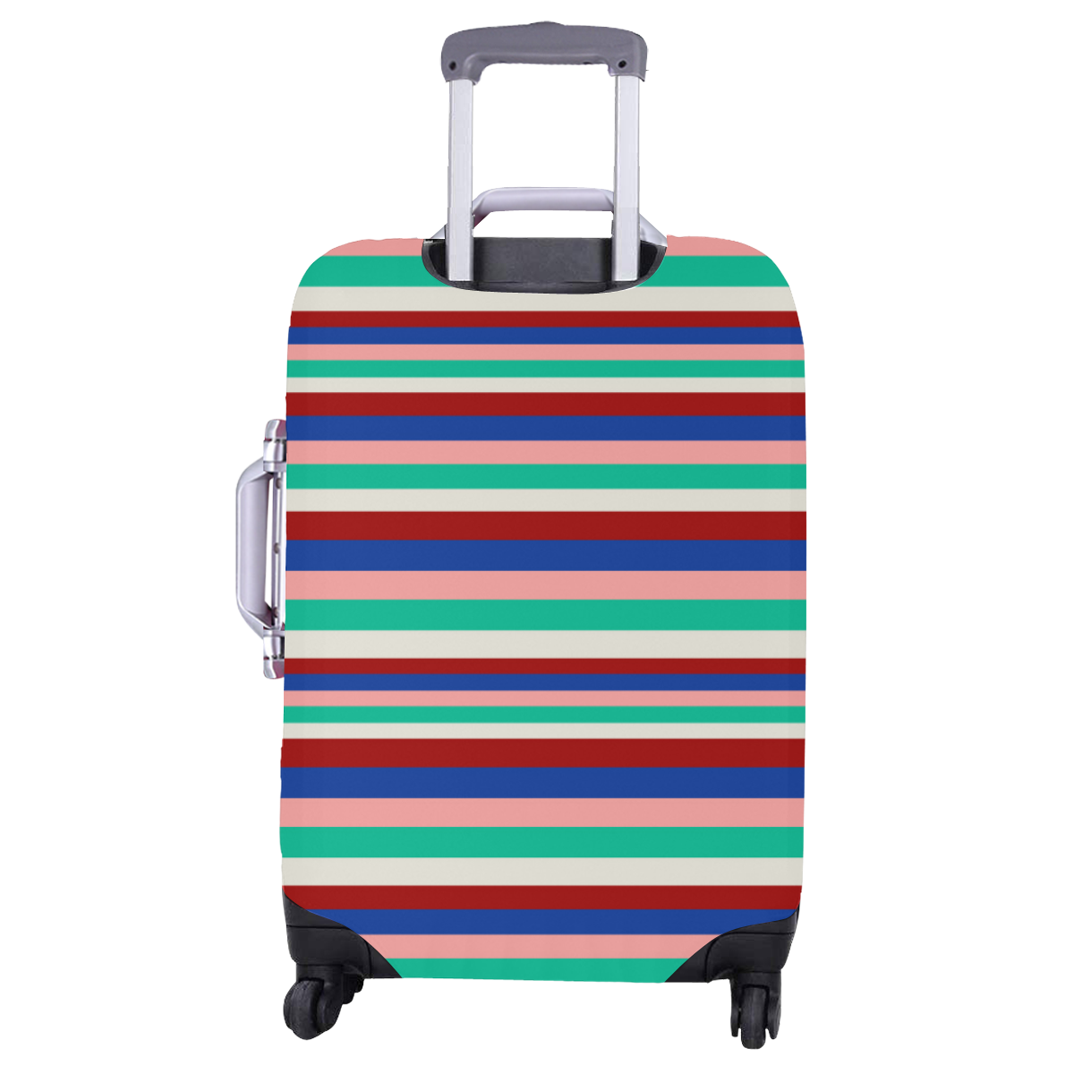 Colored Stripes - Dark Red Blue Rose Teal Cream Luggage Cover/Large 26"-28"