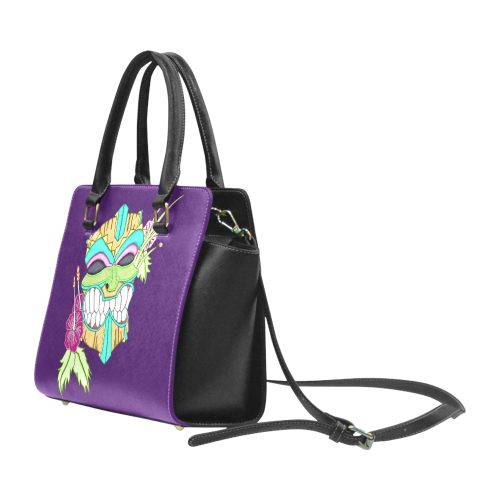 Tropical Tiki Mask Purple Classic Shoulder Handbag (Model 1653)