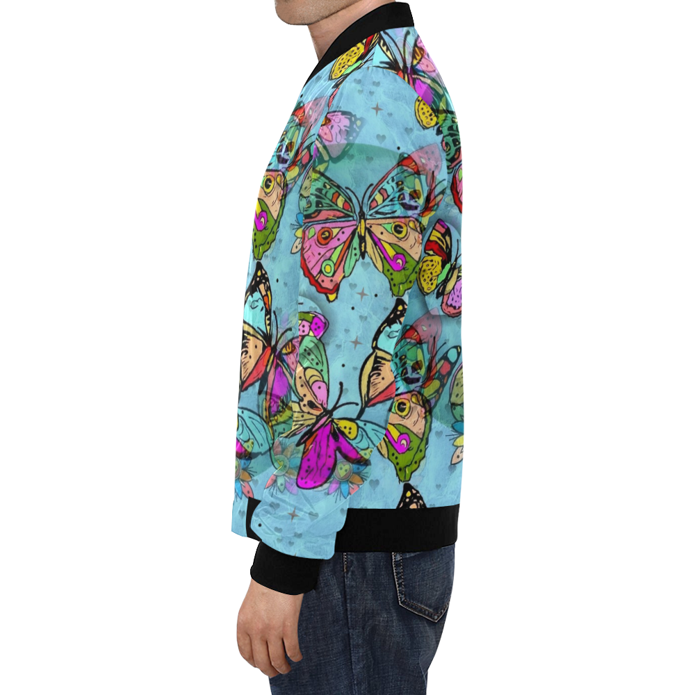 Butterflz Popart by Nico Bielow All Over Print Bomber Jacket for Men/Large Size (Model H19)