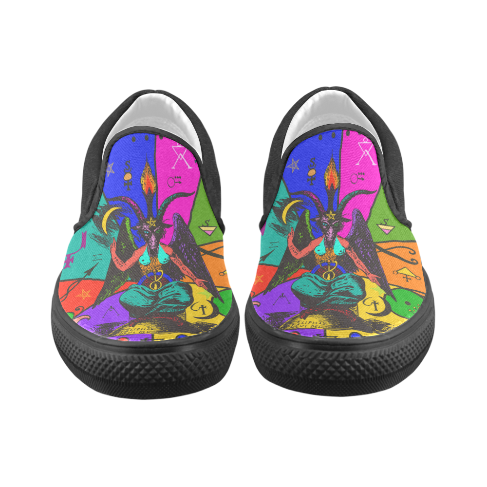 Awesome Baphomet Popart Men's Unusual Slip-on Canvas Shoes (Model 019)