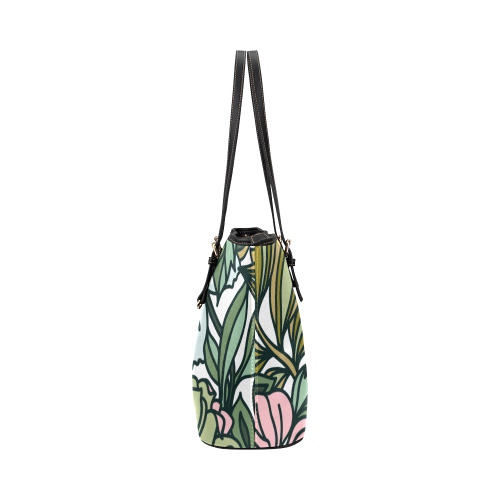 bolso diseño floral Leather Tote Bag/Small (Model 1651)