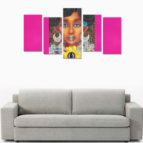 PEACEARTSADD 5PC CAN HOT PINK Canvas Print Sets E (No Frame)