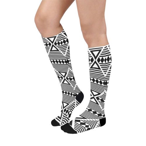 Black Aztec Tribal Over-The-Calf Socks