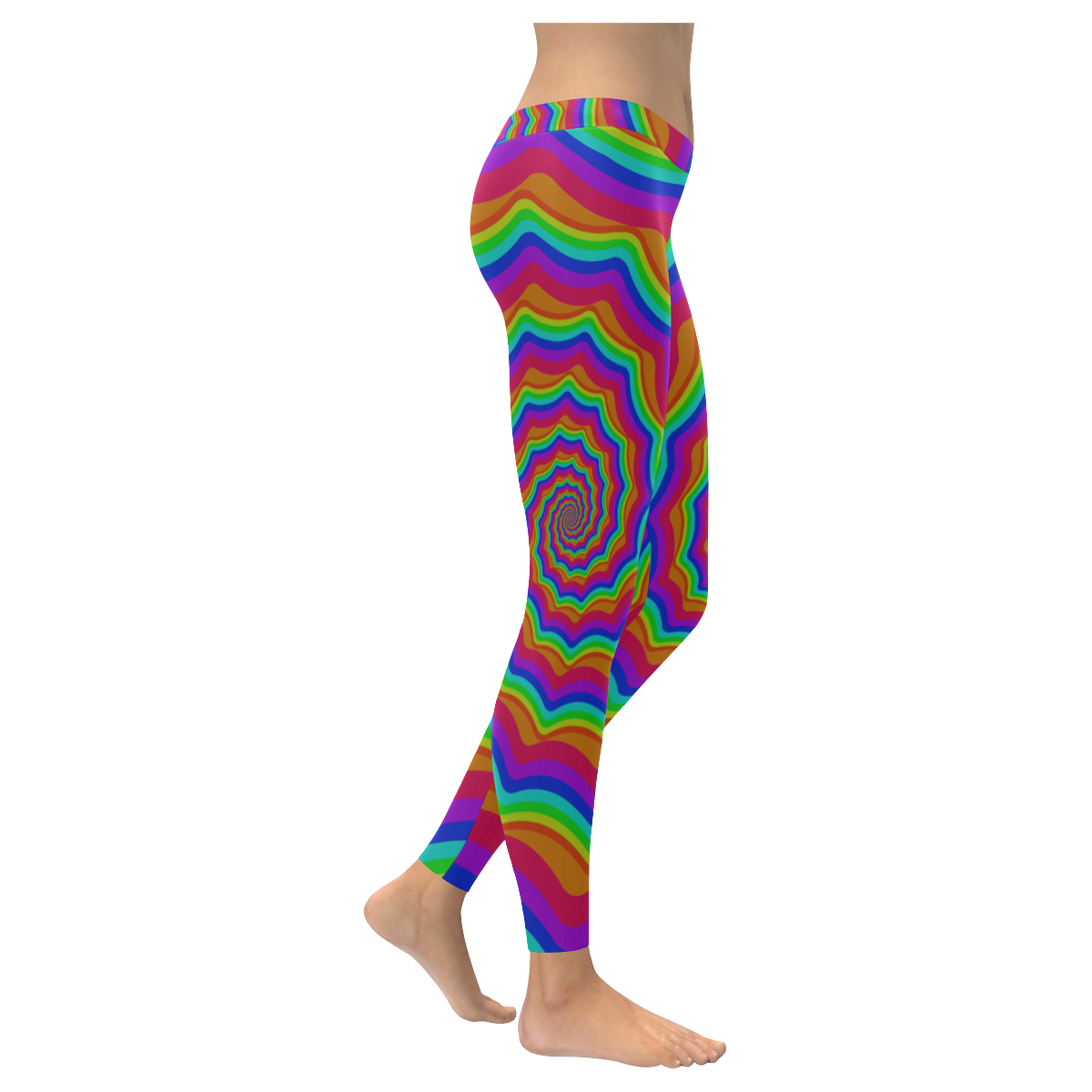 Rainbow vortex Women's Low Rise Leggings (Invisible Stitch) (Model L05)
