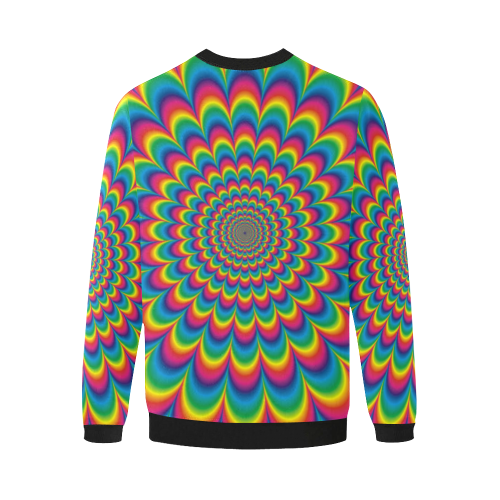 Crazy Psychedelic Flower Power Hippie Mandala Men's Oversized Fleece Crew Sweatshirt (Model H18)