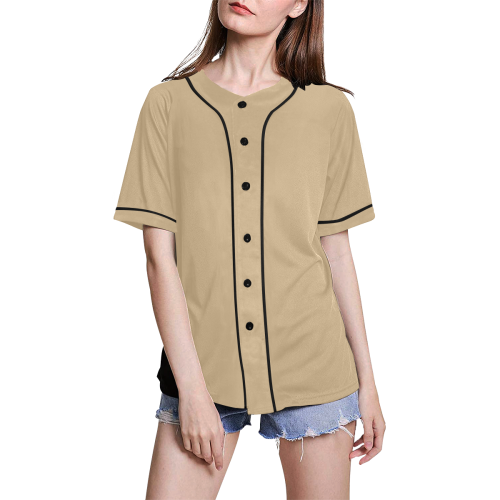 color tan All Over Print Baseball Jersey for Women (Model T50)