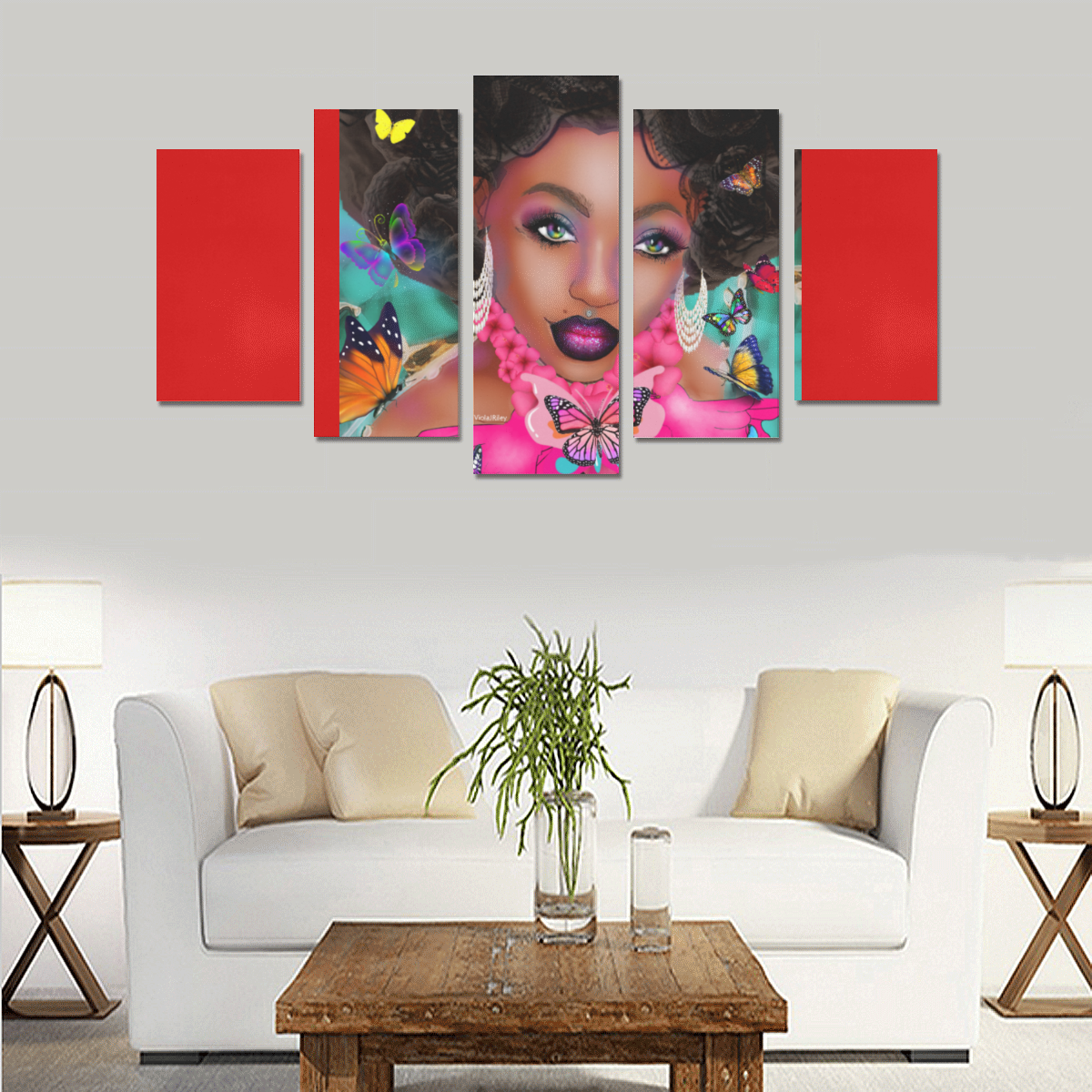 FLYYAYY 5PC CAN RED Canvas Print Sets A (No Frame)