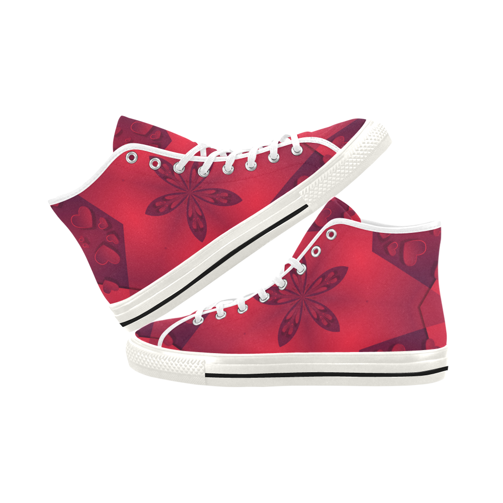 Love and Romance Red Star and Hearts Vancouver H Women's Canvas Shoes (1013-1)