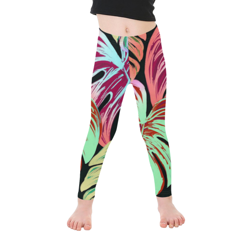Pretty Leaves A by JamColors Kid's Ankle Length Leggings (Model L06)