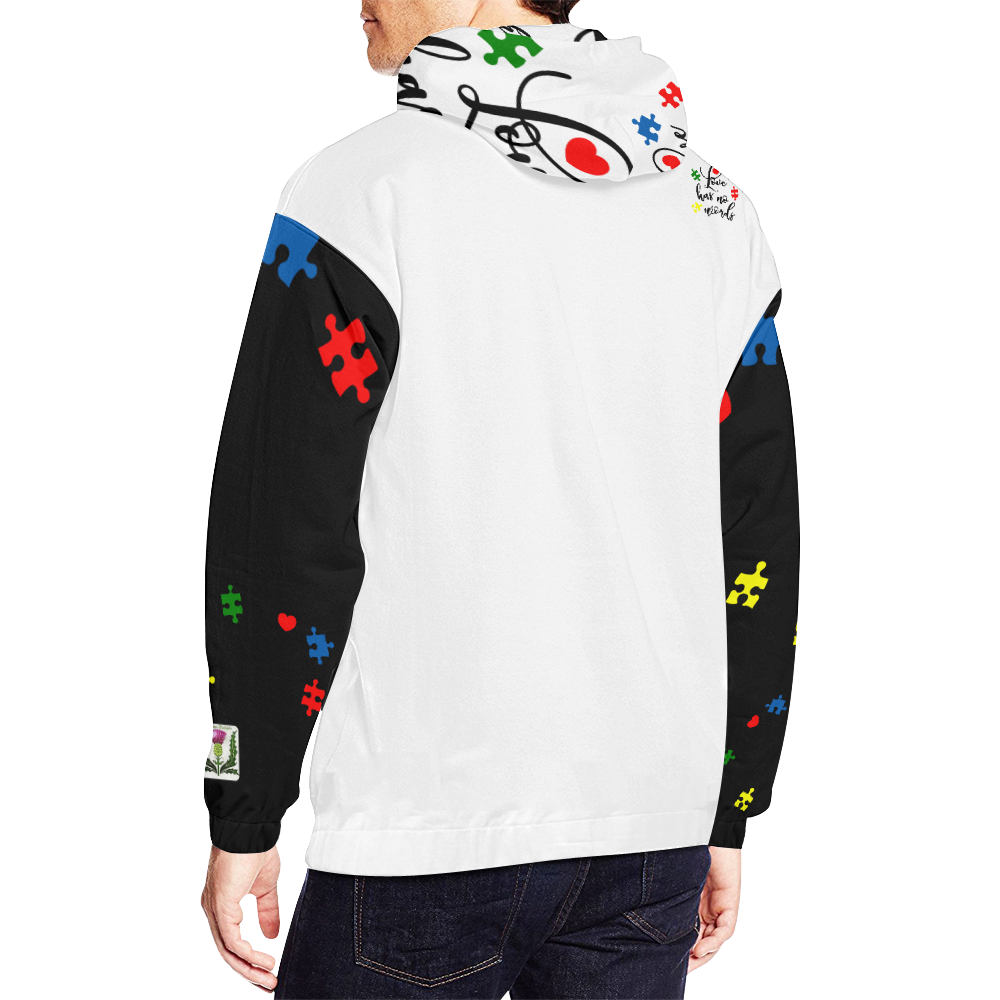 Fairlings Delight's Autism- Love has no words Men's Hoodie 53086Gg1 All Over Print Hoodie for Men (USA Size) (Model H13)