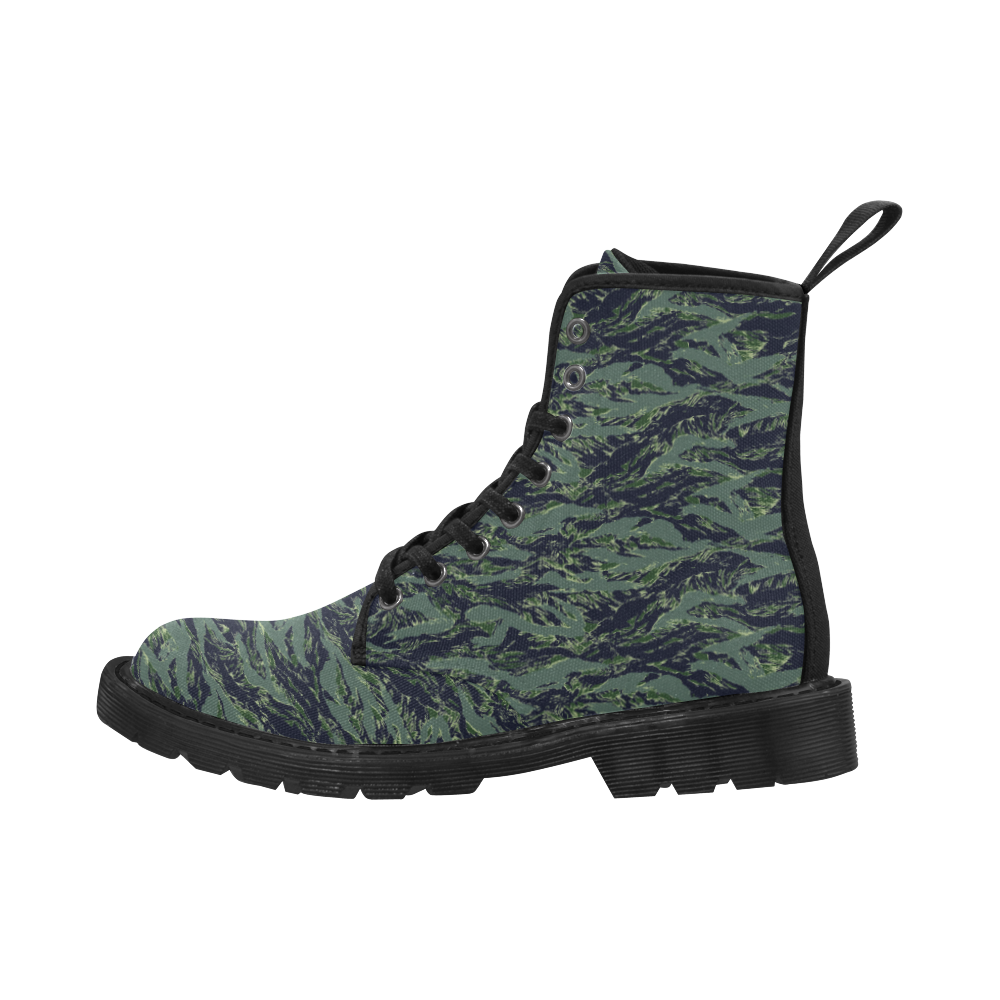 Jungle Tiger Stripe Green Camouflage Martin Boots for Women (Black) (Model 1203H)