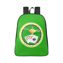 LasVegasIcons Poker Chip - Magic Lamp on Green Fabric School Backpack (Model 1682) (Large)