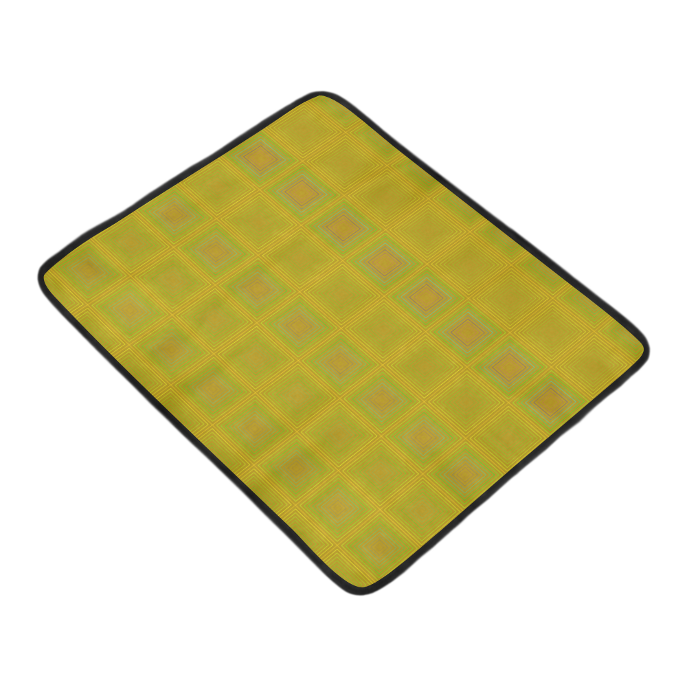 Golden reddish multicolored multiple squares Beach Mat 78"x 60"