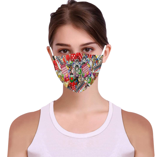 Gamblers Delight - Las Vegas Icons 3D Mouth Mask with Drawstring (Pack of 10) (Model M04)
