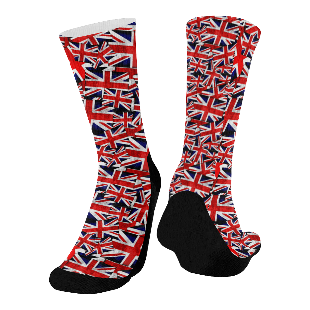 Union Jack British UK Flag Mid-Calf Socks (Black Sole)