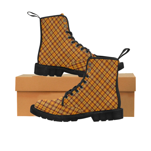 Plaid patterns Martin Boots for Women (Black) (Model 1203H)