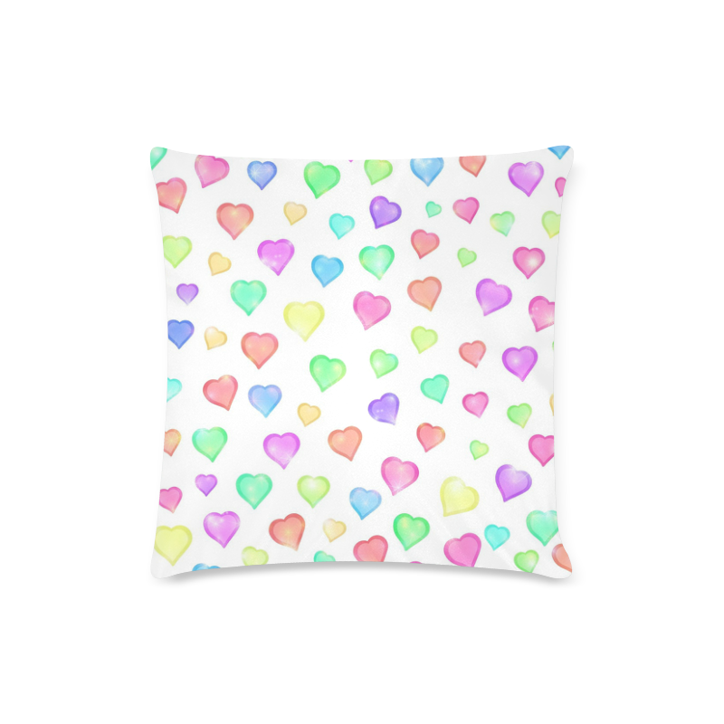 Pastel Hearts Custom Zippered Pillow Case 16"x16"(Twin Sides)