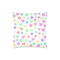 Pastel Hearts Custom Zippered Pillow Case 16"x16"(Twin Sides)