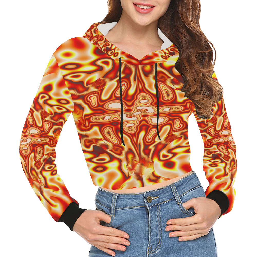 Infected All Over Print Crop Hoodie for Women (Model H22)