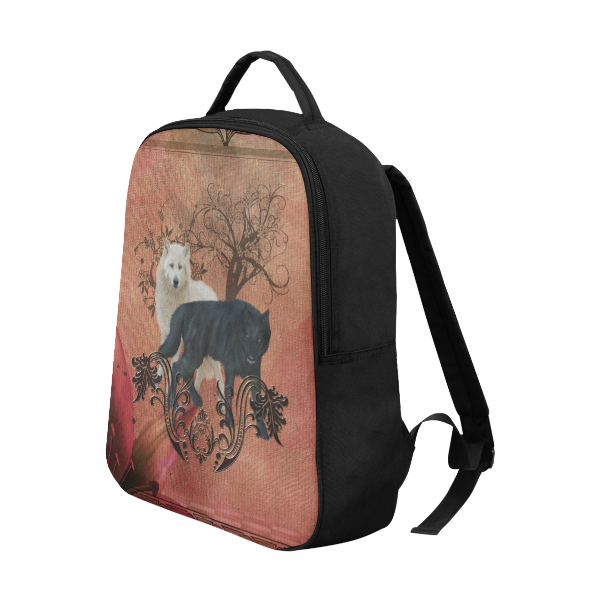 Awesome black and white wolf Popular Fabric Backpack (Model 1683)