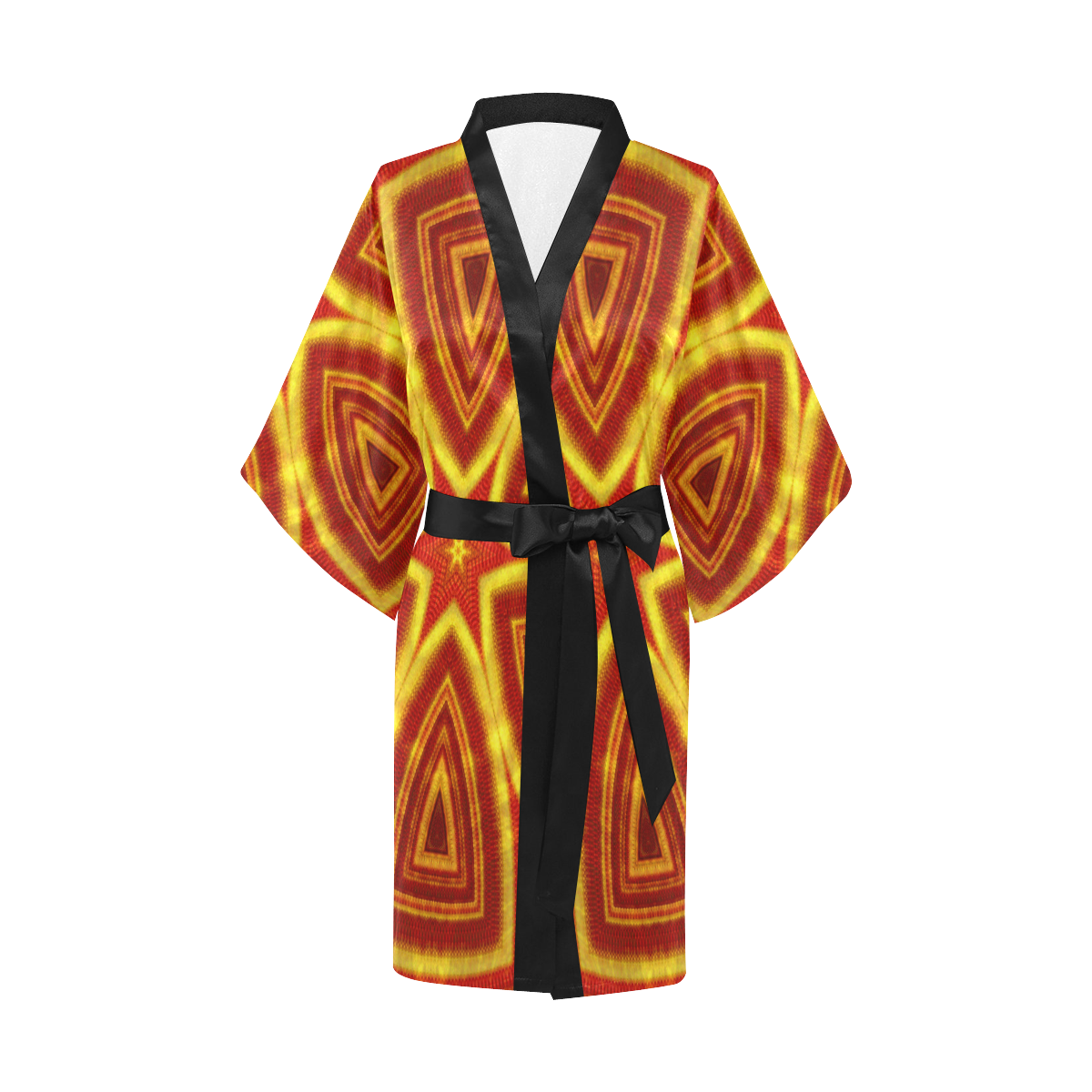 red and gold kaleidoscope Kimono Robe