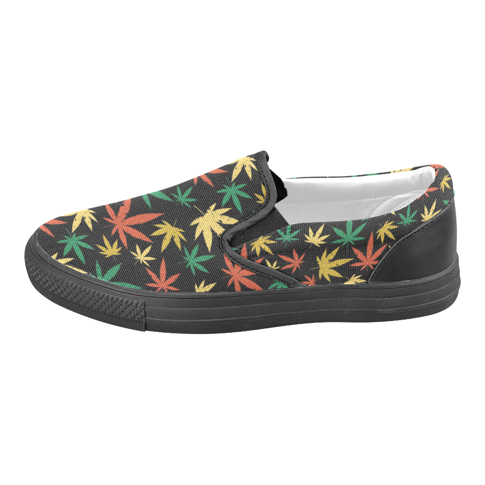 Cannabis Pattern Slip-on Canvas Shoes for Men/Large Size (Model 019)