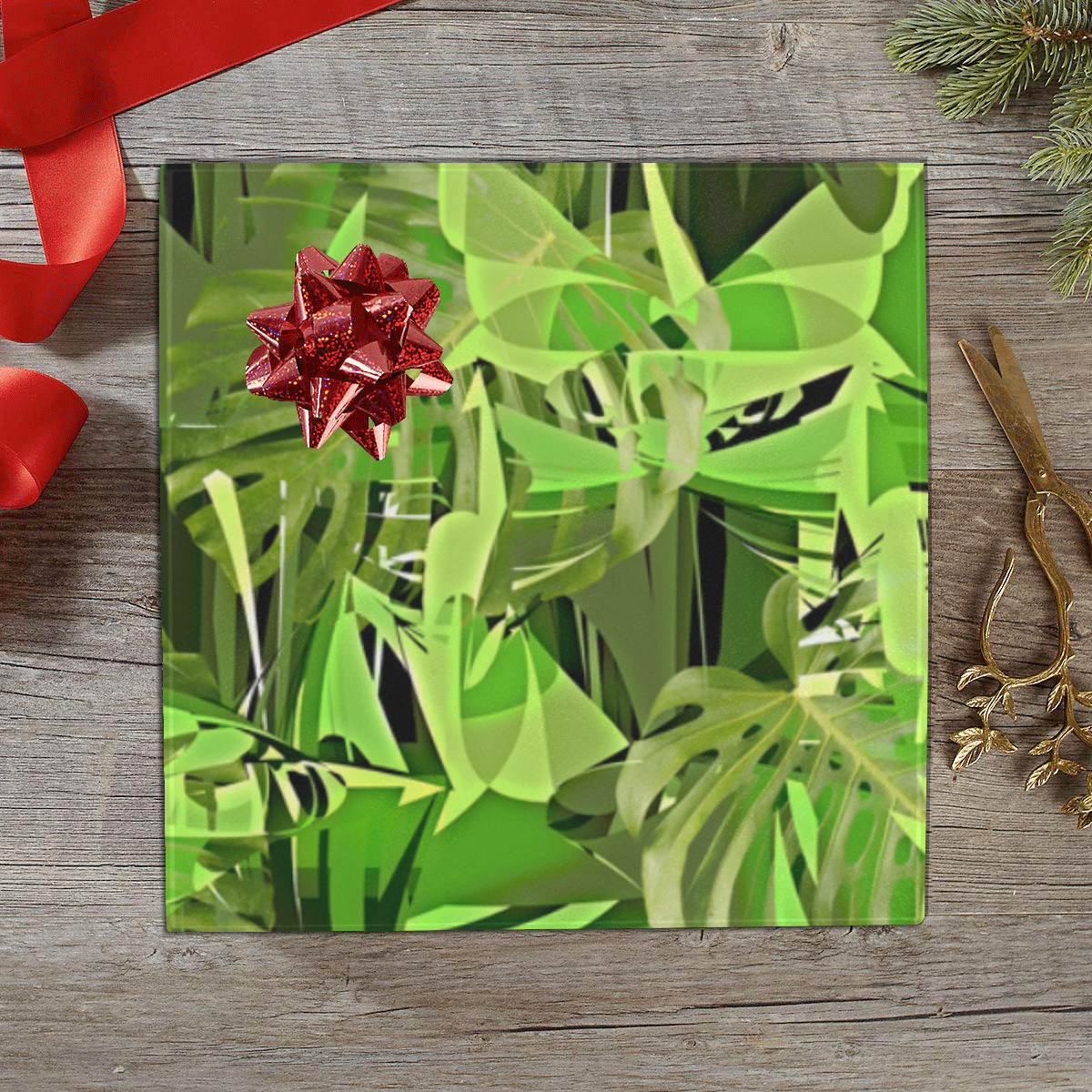 Tropical Jungle Leaves Camouflage Gift Wrapping Paper 58"x 23" (1 Roll)