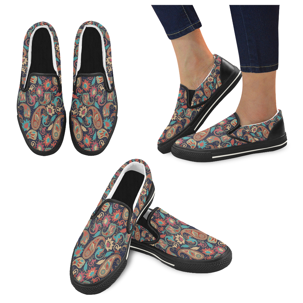 Paisley Pattern Women's Slip-on Canvas Shoes/Large Size (Model 019)